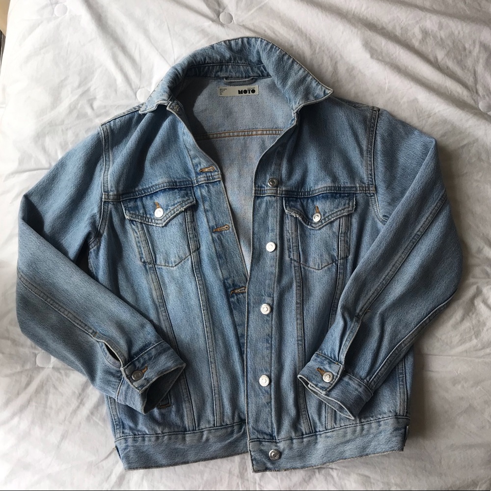 Topshop Moto Oversized Denim Jacket